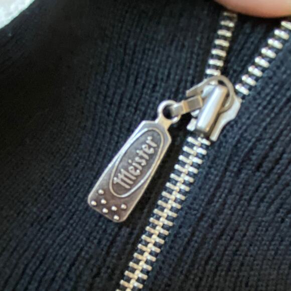 Meister Wool Blend Fair Isle Sweater Men XL Black 1/4 Zip Geometric Aspen Preppy - Picture 4 of 9